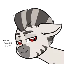 Size: 2500x2500 | Tagged: safe, artist:koapony, derpibooru import, oc, oc:mcmiag, zebra, image, png, red eyes, simple background, smug, transparent background