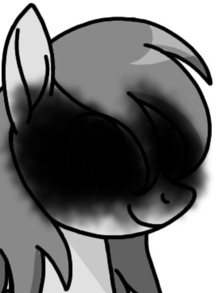 Size: 768x1024 | Tagged: safe, artist:windy breeze, derpibooru import, oc, unofficial characters only, earth pony, pony, female, filly, hidden eyes, image, jpeg, mare, monochrome, smiling, solo