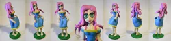 Size: 1024x251 | Tagged: safe, artist:crosslineanimator, derpibooru import, fluttershy, equestria girls, clothes, craft, dress, female, figure, figurine, human coloration, image, jpeg, looking at you, polymer clay, sculpture, simple background, smiling