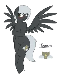 Size: 1300x1700 | Tagged: safe, artist:ponynamedmixtape, derpibooru import, oc, oc:jericho, unofficial characters only, pegasus, blushing, female, flying, image, png, shy, simple background, solo, transparent background