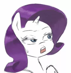 Size: 511x527 | Tagged: safe, artist:chiyoneun, derpibooru import, rarity, pony, unicorn, bust, colored sketch, image, jpeg, looking sideways, open mouth, simple background, sketch, solo, white background