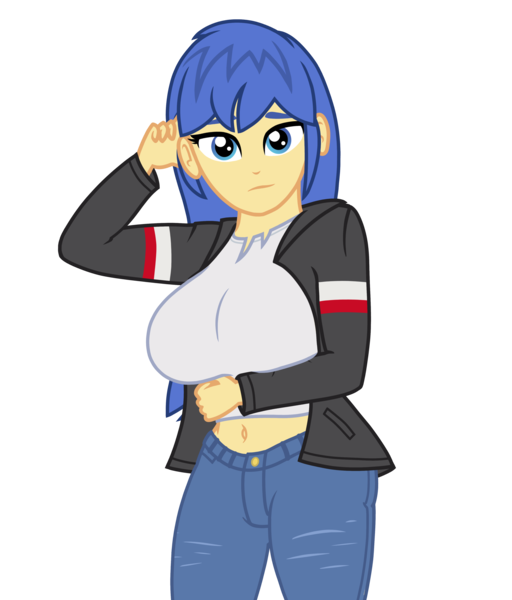 Size: 3500x4100 | Tagged: safe, artist:covight, derpibooru import, flash sentry, human, equestria girls, belly button, big breasts, breasts, busty flare warden, flare warden, humanized, image, png, rule 63, solo