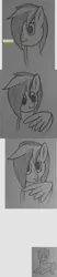 Size: 1040x4994 | Tagged: safe, artist:hopesome-way, derpibooru import, oc, oc:gleaming copse, unofficial characters only, pegasus, pony, bust, derpibooru exclusive, grooming, image, monochrome, png, preening, solo, traditional art