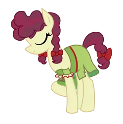 Size: 3139x3146 | Tagged: safe, artist:three uncle, derpibooru import, hilly hooffield, earth pony, pony, the hooffields and mccolts, background pony, bow, clothes, cute, eyes closed, female, hair bow, hooffield family, image, mare, pigtails, png, pose, simple background, solo, vector