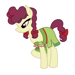 Size: 3139x3146 | Tagged: safe, artist:three uncle, derpibooru import, hilly hooffield, earth pony, pony, the hooffields and mccolts, background pony, bow, clothes, cute, female, hair bow, hooffield family, image, mare, pigtails, png, pose, simple background, solo, vector