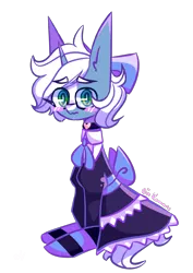 Size: 1674x2367 | Tagged: safe, artist:ein kawans, derpibooru import, oc, oc:passi deeper, unofficial characters only, pony, unicorn, blushing, bow, choker, clothes, colored pupils, crossdressing, dress, embarrassed, eyebrows visible through hair, femboy, glasses, green eyes, horn, image, looking at you, maid, male, png, shy, simple background, sitting, skirt, socks, solo, stallion, transparent background, unicorn oc