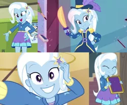 Size: 1448x1204 | Tagged: safe, derpibooru import, screencap, trixie, do it for the ponygram!, equestria girls, equestria girls series, forgotten friendship, street magic with trixie, spoiler:eqg series (season 2), collage, image, png