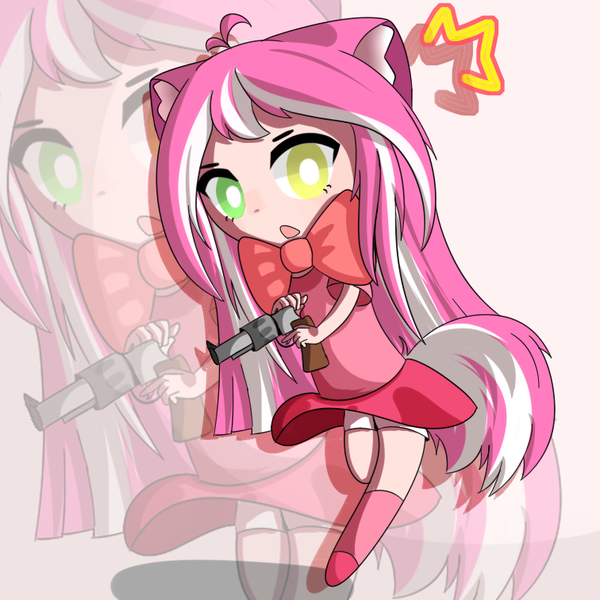 Size: 756x756 | Tagged: safe, artist:half note, derpibooru import, oc, oc:note beat, unicorn, female, gun, horn, image, png, unicorn oc, weapon