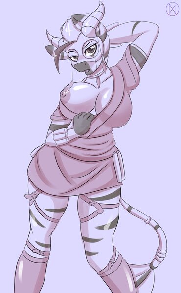 Size: 1262x2048 | Tagged: questionable, artist:nexcoyotlgt, derpibooru import, oc, oc:shauri, anthro, zebra, breasts, exposed breasts, female, image, jpeg, tribal