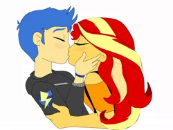 Size: 960x720 | Tagged: safe, derpibooru import, flash sentry, sunset shimmer, equestria girls, bust, eyes closed, female, flashimmer, image, jpeg, kissing, male, shipping, simple background, straight, white background