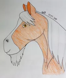 Size: 2928x3430 | Tagged: safe, artist:agdapl, derpibooru import, oc, unofficial characters only, earth pony, pony, beard, bust, earth pony oc, facial hair, image, jpeg, signature, solo, traditional art