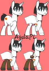 Size: 834x1200 | Tagged: safe, artist:agdapl, derpibooru import, ponified, pony, unicorn, base used, clothes, frown, horn, image, nurse, pink background, png, raised hoof, simple background, team fortress 2