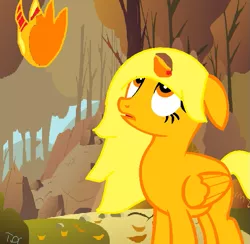 Size: 613x599 | Tagged: safe, artist:purplediamondcat, derpibooru import, oc, oc:lemon dream, pegasus, autumn, day, floppy ears, image, looking up, png, solo