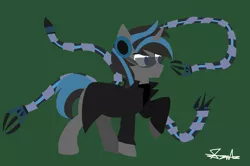 Size: 5207x3467 | Tagged: safe, artist:samsailz, derpibooru import, oc, alicorn, claw, clothes, coat, confused, doctor octopus, glasses, headphone, image, lineless, png, scared, solo, tentacles