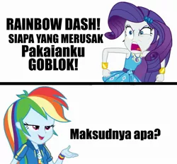 Size: 2289x2128 | Tagged: safe, derpibooru import, rainbow dash, rarity, equestria girls, equestria girls series, holidays unwrapped, rollercoaster of friendship, spoiler:eqg series (season 2), angry, angry rarity, furious, image, implied sunset shimmer, jpeg, lidded eyes, rage, rarirage, vulgar, yelling