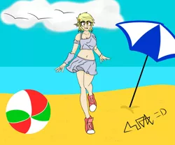 Size: 4133x3444 | Tagged: safe, artist:max rider, derpibooru import, derpy hooves, equestria girls, anime style, beach, beach clothes, digital art, female, females only, happy, image, manga style, png, red shoes, smiling