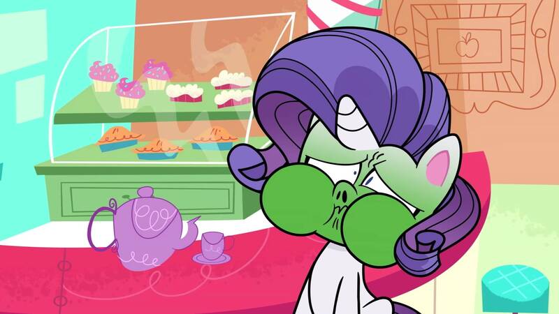 Size: 1920x1080 | Tagged: safe, artist:inflationvideo, derpibooru import, screencap, my little pony: pony life, spoiler:pony life season 2, green face, image, jpeg, puffy cheeks, sick