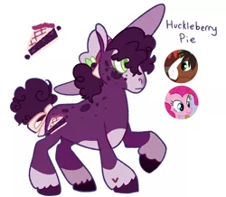 Size: 1280x1114 | Tagged: safe, artist:babypaste, derpibooru import, pinkie pie, trouble shoes, oc, oc:huckleberry pie, earth pony, pony, bow, hat, image, jpeg, offspring, parent:pinkie pie, parent:trouble shoes, parent:troubleshoes clyde, parents:trouble pie, screencap reference, simple background, solo, sun hat, tail bow, unshorn fetlocks, white background