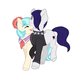 Size: 1000x1016 | Tagged: safe, artist:gallantserver, derpibooru import, coco pommel, funnel web, pony, image, png, shipping, simple background, transparent background