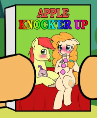 Size: 198x240 | Tagged: safe, artist:mkogwheel, derpibooru import, edit, bright mac, pear butter, earth pony, pony, anal beads, and that's how apple bloom was made, blushing, brightbutter, female, image, lube, male, my little pony after dark, png, sex tape, sex toy, shipping, straight