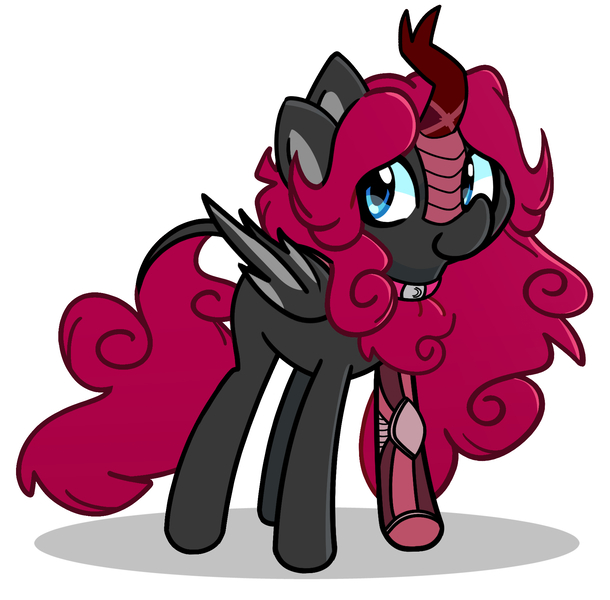 Size: 1789x1761 | Tagged: safe, artist:kindakismet, derpibooru import, oc, unofficial characters only, alicorn, kirin, amputee, choker, image, jpeg, looking at you, prosthetic leg, prosthetic limb, prosthetics, smiling, solo