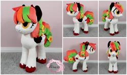 Size: 2000x1193 | Tagged: safe, artist:dixierarity, derpibooru import, oc, oc:shutterbug, pegasus, braid, commission, flower, handmade, image, jpeg, plushie