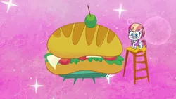 Size: 1920x1080 | Tagged: safe, derpibooru import, screencap, earth pony, pony, my little pony: pony life, spoiler:pony life s02e03, darling dish, giant food, image, png, sub sandwich, the comet section
