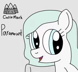 Size: 753x698 | Tagged: safe, artist:yorkyloves, derpibooru import, oc, oc:paramount, earth pony, pony, ask, ask juby, cutie mark, female, gray background, image, jpeg, mare, mountain, open mouth, raised leg, signature, simple background, smiling, tumblr, underhoof