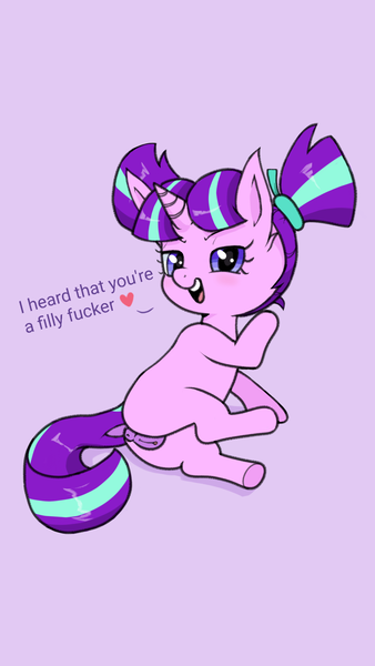Size: 1080x1920 | Tagged: explicit, artist:howl echoes, derpibooru import, starlight glimmer, pony, unicorn, anus, butt, clitoris, explicit source, explicit text, female, filly, filly starlight glimmer, foal, foalcon, hooves, horn, image, nudity, plot, png, ponut, solo, text, underage, vagina, younger