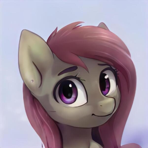 Size: 1024x1024 | Tagged: safe, artist:thisponydoesnotexist, derpibooru import, machine learning generated, bust, cute, image, jpeg, looking at you, neural network, not fluttershy, portrait, smiling, smiling at you, solo