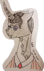 Size: 1729x2810 | Tagged: safe, artist:agdapl, derpibooru import, ponified, pony, unicorn, bust, clothes, glases, horn, image, male, medic, png, signature, stallion, team fortress 2, traditional art