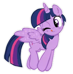 Size: 1280x1301 | Tagged: safe, artist:skylordlysander, derpibooru import, twilight sparkle, twilight sparkle (alicorn), alicorn, pony, cute, female, image, mare, one eye closed, png, simple background, solo, tongue out, transparent background, twiabetes, wink