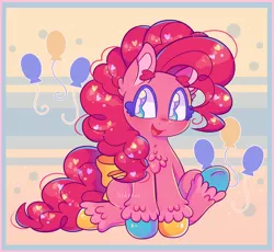 Size: 2048x1882 | Tagged: safe, artist:sidruni, derpibooru import, pinkie pie, earth pony, pony, chest fluff, colored hooves, cute, cutie mark, diapinkes, ear fluff, female, heart, heart eyes, image, mare, open mouth, png, sitting, solo, unshorn fetlocks, wingding eyes