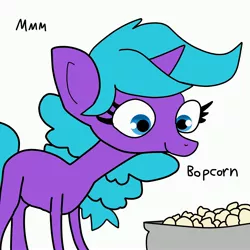 Size: 3000x3000 | Tagged: safe, artist:tjpones, derpibooru import, oc, unofficial characters only, pony, unicorn, commission, female, food, image, jpeg, mare, popcorn, simple background, solo, white background