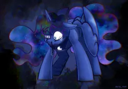 Size: 2048x1423 | Tagged: safe, artist:lrusu, derpibooru import, princess luna, alicorn, pony, bleeding, blood, crying, image, jpeg, sad, solo, teary eyes