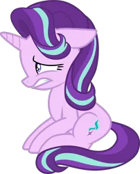 Size: 3083x3812 | Tagged: safe, artist:lincolnbrewsterfan, derpibooru import, starlight glimmer, pony, unicorn, rock solid friendship, .svg available, art challenge, derpibooru exclusive, female, floppy ears, get, gritted teeth, horn, image, looking up, mane, mare, nervous, png, sad, tail, tail wrap, vector, worried