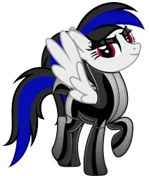 Size: 4441x5237 | Tagged: safe, artist:severity-gray, derpibooru import, oc, oc:labys, unofficial characters only, pegasus, pony, clothes, eyeshadow, female, gloves, image, latex, latex gloves, latex socks, latex suit, looking at you, makeup, mare, png, ponytail, simple background, socks, solo, suit, tail wrap, transparent background, walking