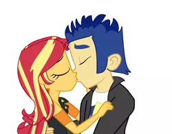 Size: 1280x999 | Tagged: safe, artist:brightstar40k, derpibooru import, flash sentry, sunset shimmer, equestria girls, female, flashimmer, image, jpeg, kissing, male, shipping, straight