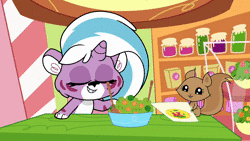 Size: 1920x1080 | Tagged: safe, derpibooru import, screencap, squirrel, my little pony: pony life, spoiler:pony life s02e12, animated, back to the present, brussel sprouts, burp, eating, female, image, lightning chill, webm