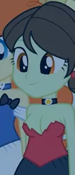 Size: 237x556 | Tagged: suggestive, edit, edited screencap, screencap, golden hazel, sophisticata, equestria girls, equestria girls (movie), breasts, choker, cleavage, clothes, clothes edit, image, png