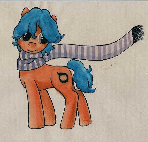 Size: 1702x1635 | Tagged: safe, artist:juliana emy, derpibooru import, oc, oc:samekh, unofficial characters only, earth pony, pony, clothes, image, jpeg, male, scarf, solo, stallion, traditional art