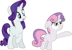 Size: 1301x908 | Tagged: safe, artist:sollace, derpibooru import, rarity, sweetie belle, pony, unicorn, for whom the sweetie belle toils, .svg available, angry, derpibooru exclusive, duo, female, filly, foal, image, png, raised leg, vector