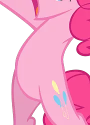 Size: 1800x2497 | Tagged: safe, derpibooru import, edit, vector edit, pinkie pie, earth pony, pony, belly, bipedal, cropped, image, open mouth, pictures of bellies, png, simple background, solo, transparent background, vector