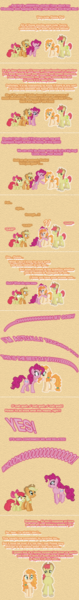 Size: 504x3845 | Tagged: safe, artist:verve, derpibooru import, apple bloom, applejack, bright mac, pear butter, pinkie pie, earth pony, ghost, pony, undead, ask genie twilight, comic, female, filly, hug, image, male, mare, pear butter's ghost, pixel art, png, pronking, stallion