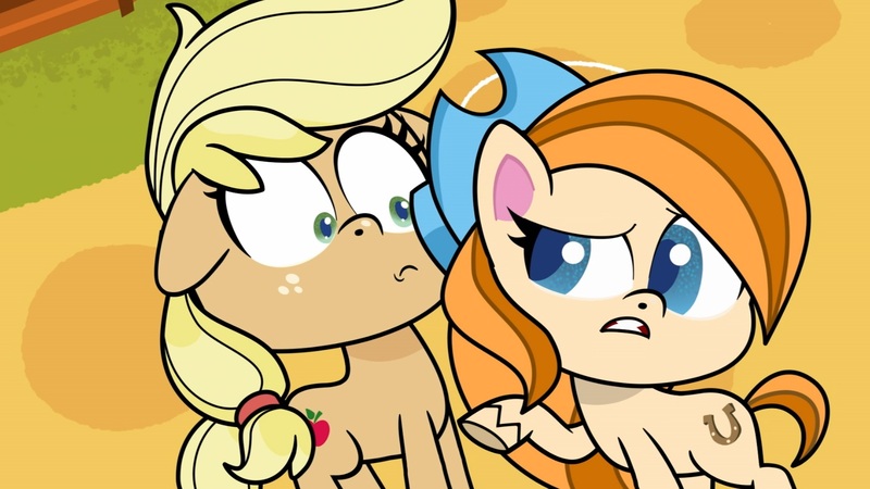 Size: 1663x935 | Tagged: safe, derpibooru import, screencap, applejack, pony, my little pony: pony life, spoiler:pony life s02e10, image, jpeg, the great cowgirl hat robbery