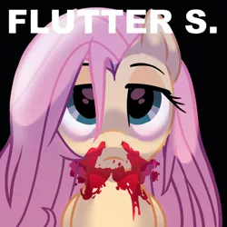 Size: 1378x1378 | Tagged: semi-grimdark, artist:melonmilk, derpibooru import, fluttershy, ponified, pegasus, pony, album cover, andrew w.k., blood, bust, edgy, female, i get wet, image, mare, nosebleed, parody, png, ponified album cover, portrait, solo