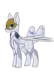 Size: 896x1280 | Tagged: safe, artist:andromailus, oc, unofficial characters only, original species, plane pony, pony, blue eyes, f-22 raptor, image, looking at you, male, plane, png, simple background, solo, transparent background