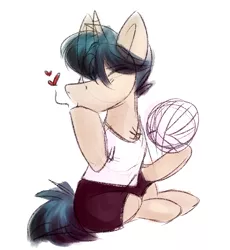 Size: 1842x2002 | Tagged: safe, derpibooru import, oc, oc:invictus europa, pony, unicorn, blowing a kiss, clothes, heart, image, kissing, png, solo, sports, volleyball