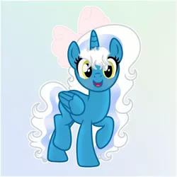 Size: 1024x1024 | Tagged: safe, artist:riofluttershy, derpibooru import, oc, oc:fleurbelle, alicorn, pony, adorabelle, alicorn oc, bow, cute, female, hair bow, horn, image, jpeg, mare, ocbetes, wings, yellow eyes