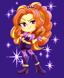 Size: 1679x2048 | Tagged: safe, artist:binco_293, derpibooru import, adagio dazzle, equestria girls, rainbow rocks, female, gem, image, jpeg, looking at you, purple background, simple background, siren gem, smiling, solo, sparkles